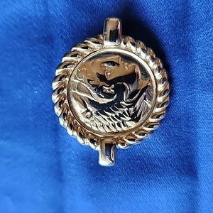 Vintage coin gold tone Monet brooch